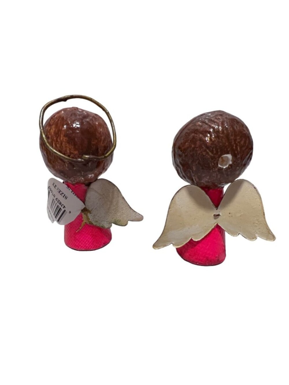 De Sela Angel Christmas Ornament Paper Mache Styrofoam Mexico Vintage Set of 2 - Picture 6 of 10